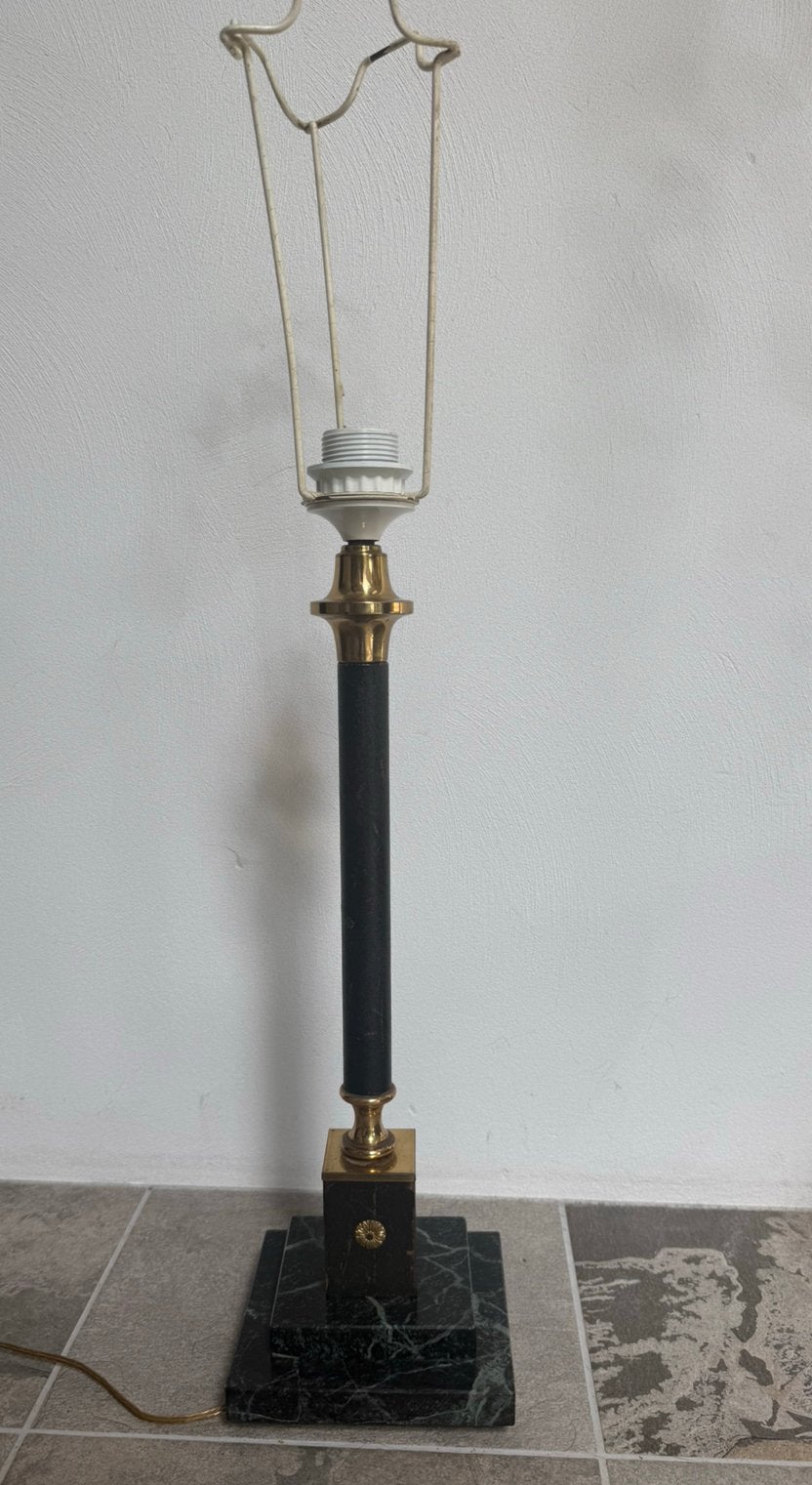Elegante tafellamp empire stijl met natuursteen en messing, Antiek en Kunst, Antiek | Lampen, Ophalen of Verzenden