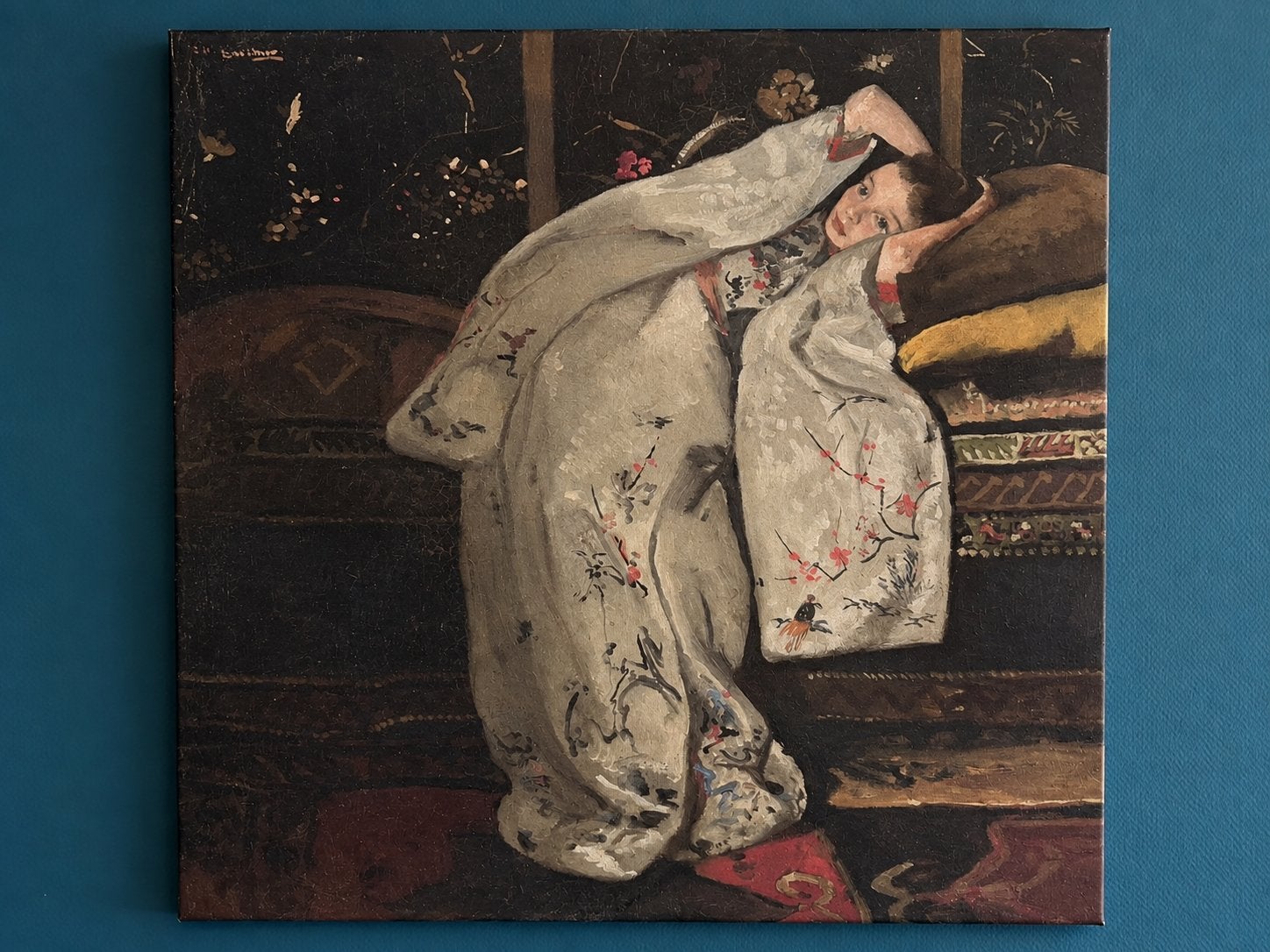 Meisje in witte kimono van G.H. Breitner (90 x 90 cm), Ophalen, Zo goed als nieuw, Schilderij, 75 tot 100 cm