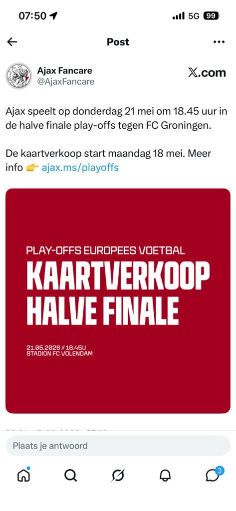 Ajax Fc groningen 2x naast elkaar Jaap jonk tribune, Tickets en Kaartjes, Twee personen