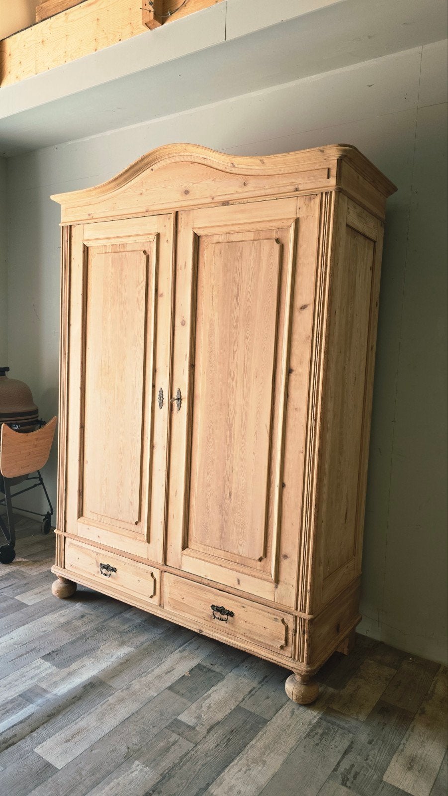 Antieke Grenen Houten Kledingkast uit voorraad leverbaar!, 200 cm of meer, 150 tot 200 cm, Met lade(s), Ophalen of Verzenden