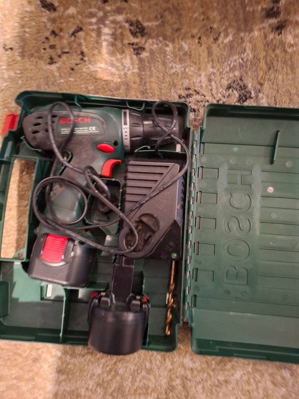 Bosch PSR 12 VE-2 Accuboormachine met koffer en accessoires, Gebruikt, Variabele snelheid, Ophalen of Verzenden, Boor- en Schroefmachine