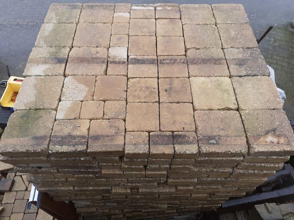 Cobblestones wildverband maïsgeel - 34 m² beschikbaar, Tuin en Terras, Ophalen, Gebruikt, Klinkers, 10 m² of meer