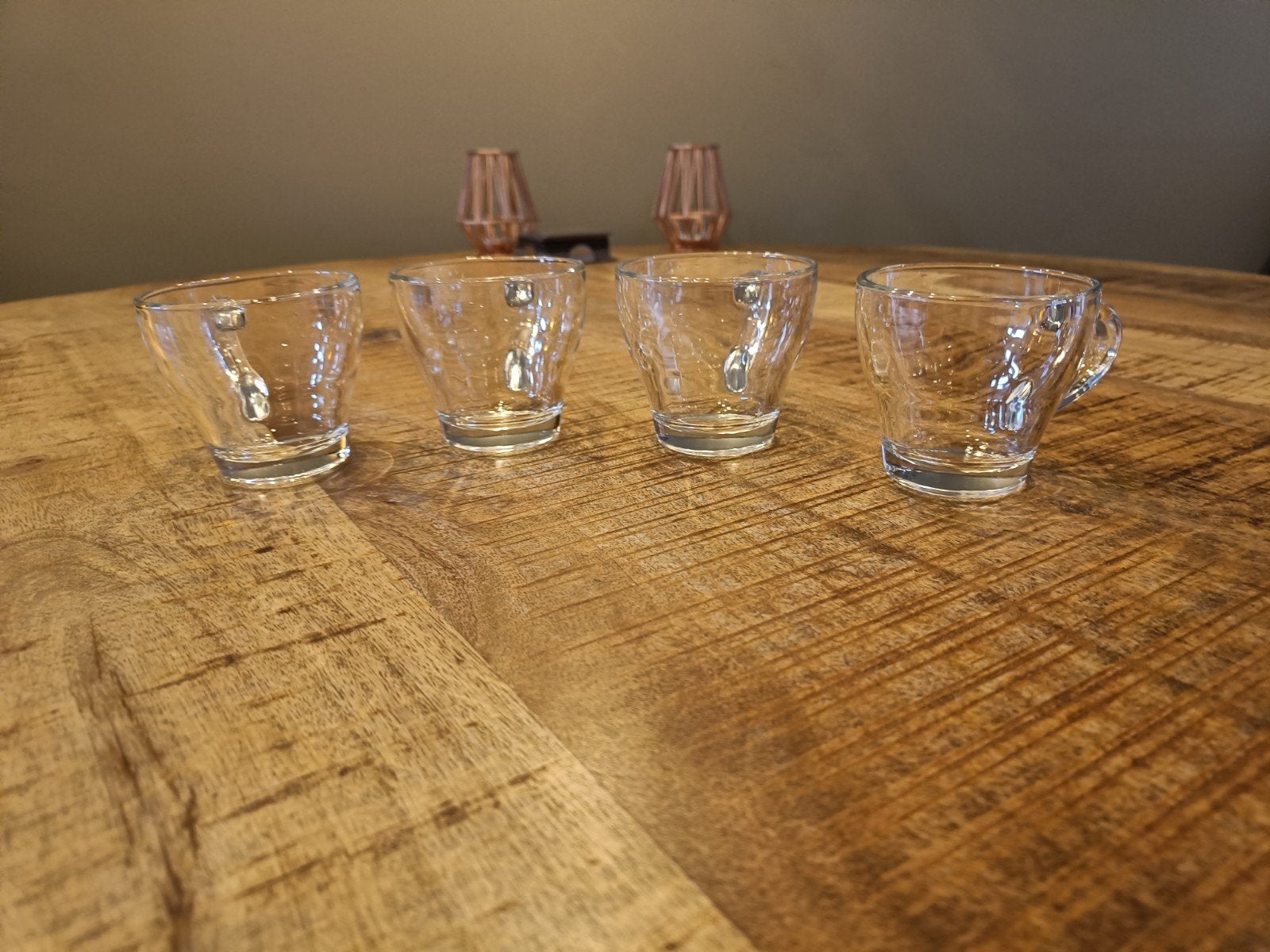 4 theeglazen / koffieglazen, Ophalen of Verzenden, Gebruikt, Glas