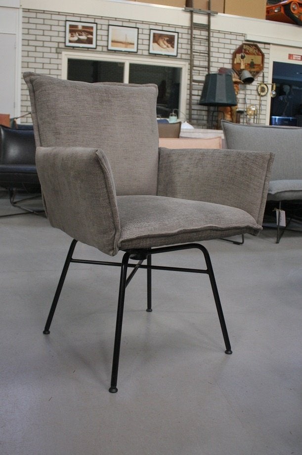 Luxe eetkamerstoel Sanne Jess Design metaal stof draaibaar