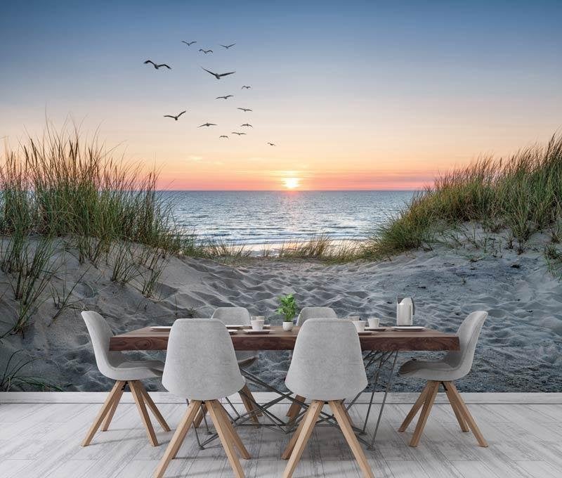 Fotobehang / Behang - Strand, Duinen, Zee en Zonsondergang, Huis en Inrichting, Stoffering | Behang, Meerkleurig, Fotobehangkoning.nl