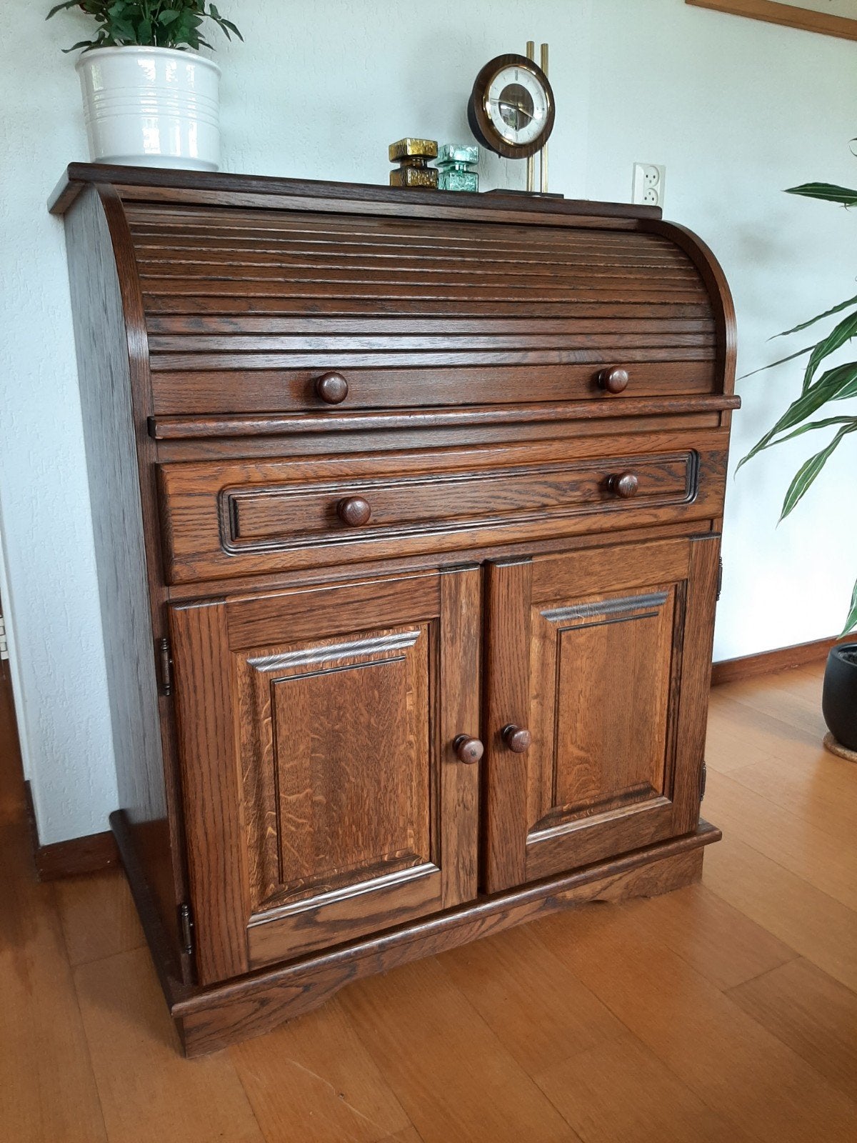 Klassieke Eiken Rolltopbureau / Secretaire, Huis en Inrichting, Ophalen, Gebruikt, Klassiek