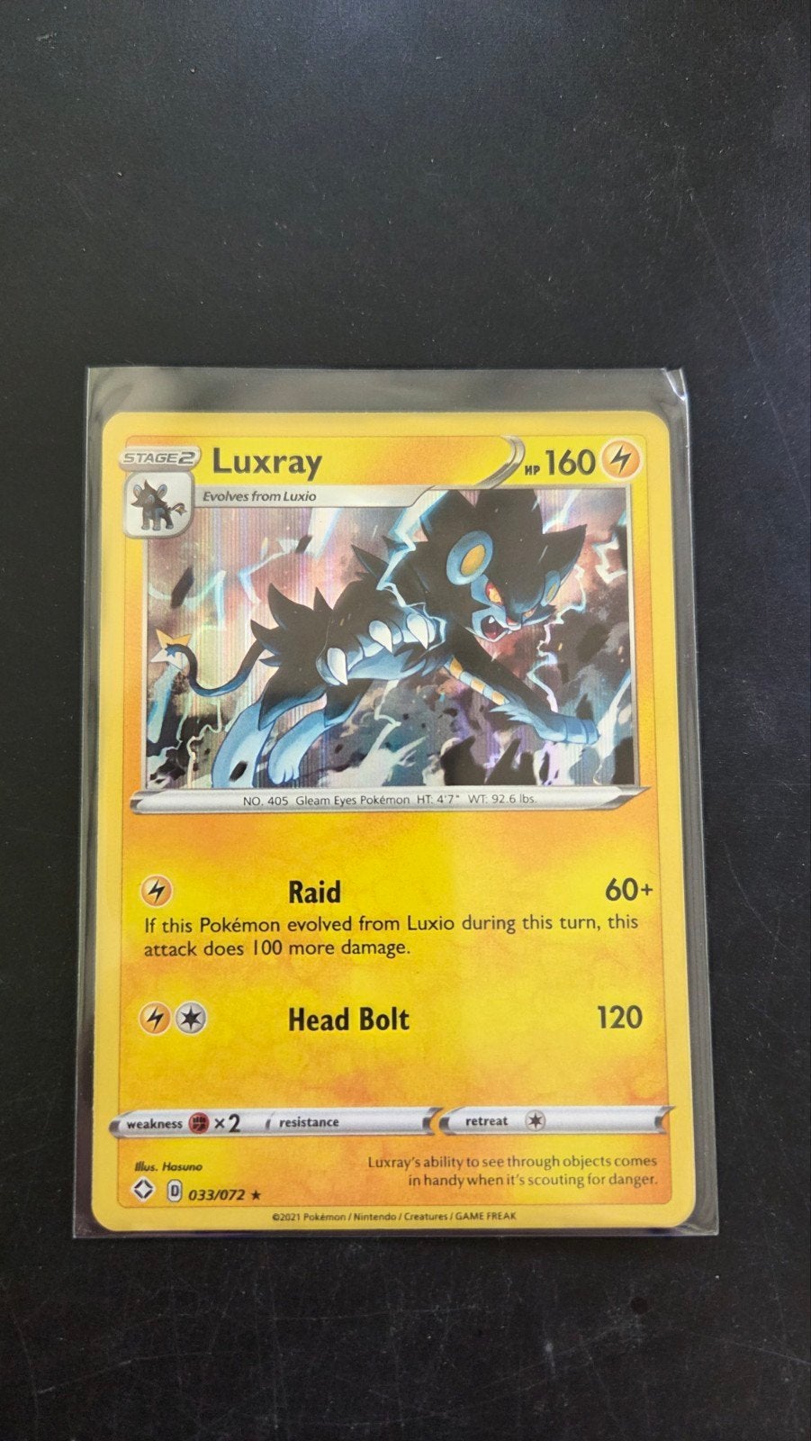 Luxray 033/072 Rare Holo - Shining Fates Pokémon Kaart, Verzenden, Zo goed als nieuw, Losse kaart, Foil