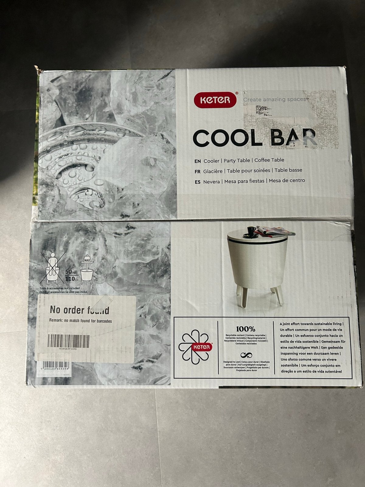Keter Cool Bar Zwart: Koeler, Partytafel en Salontafel, Tuin en Terras, Ophalen of Verzenden, Nieuw, Rond, Kunststof