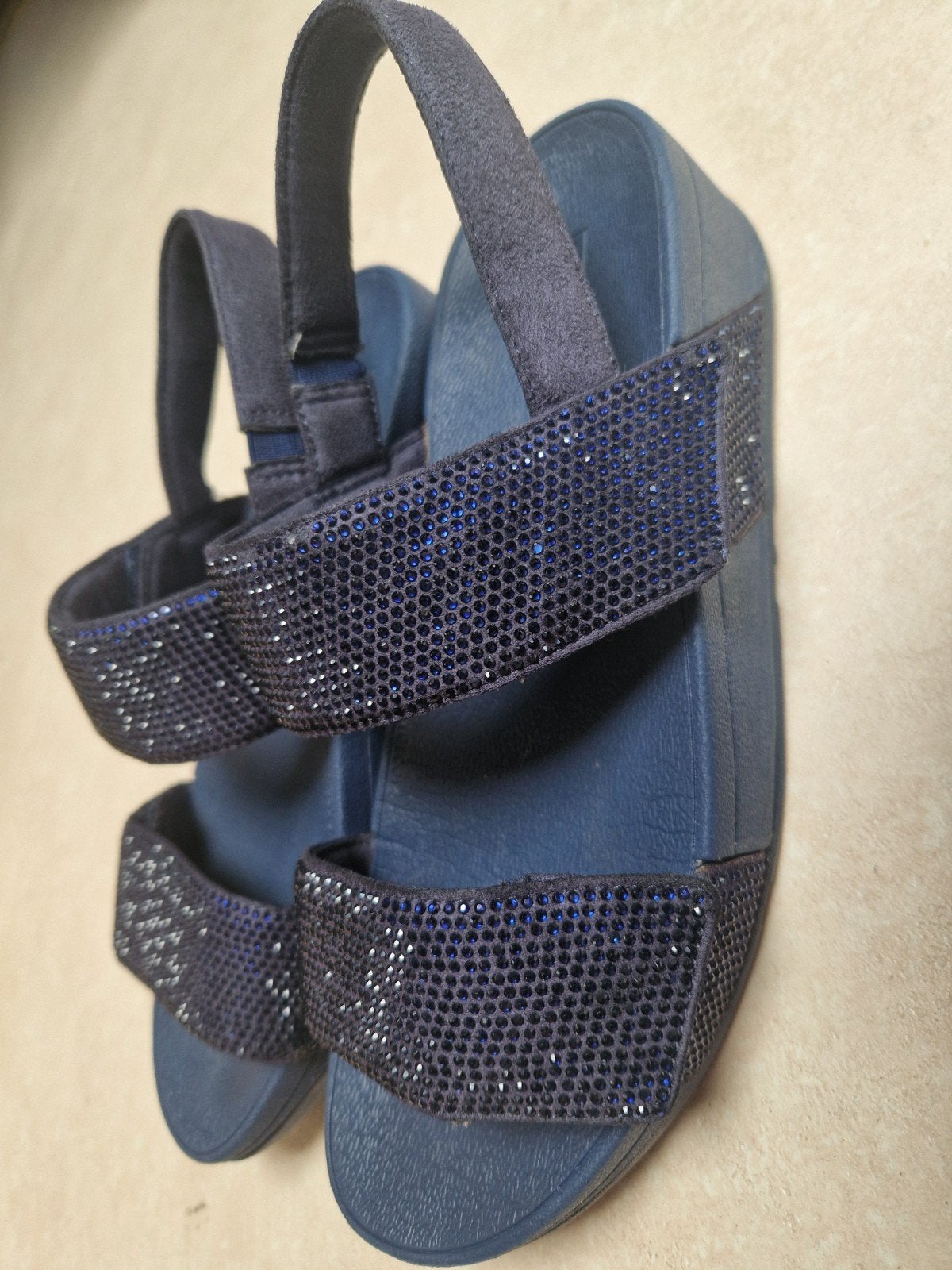 FitFlop sandalen met glitter, maat 38, Blauw, FitFlop, Zo goed als nieuw, Sandalen of Muiltjes