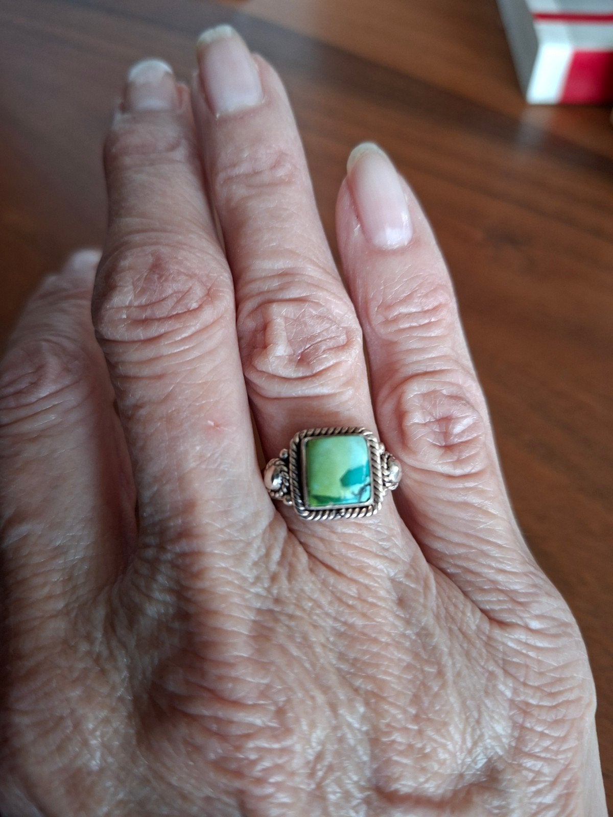 Nieuw!Nepal/Prachtige zilv/925 ring/mooie aparte Turkoois, Overige kleuren, Nieuw, Ophalen of Verzenden, 17 tot 18