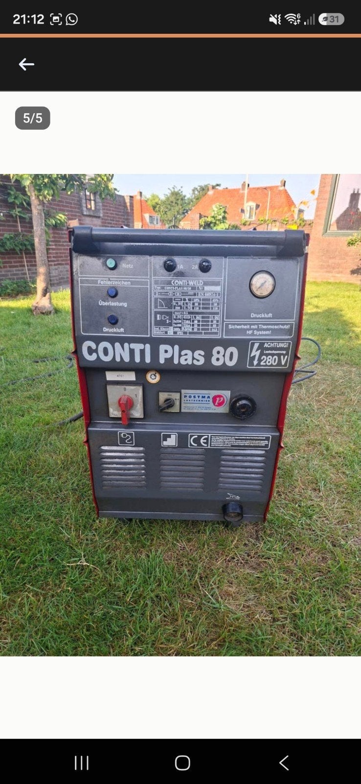 Conti-Weld Conti Plas 80 Plasmasnijder 280V, Doe-het-zelf en Verbouw, Ophalen, Overige typen