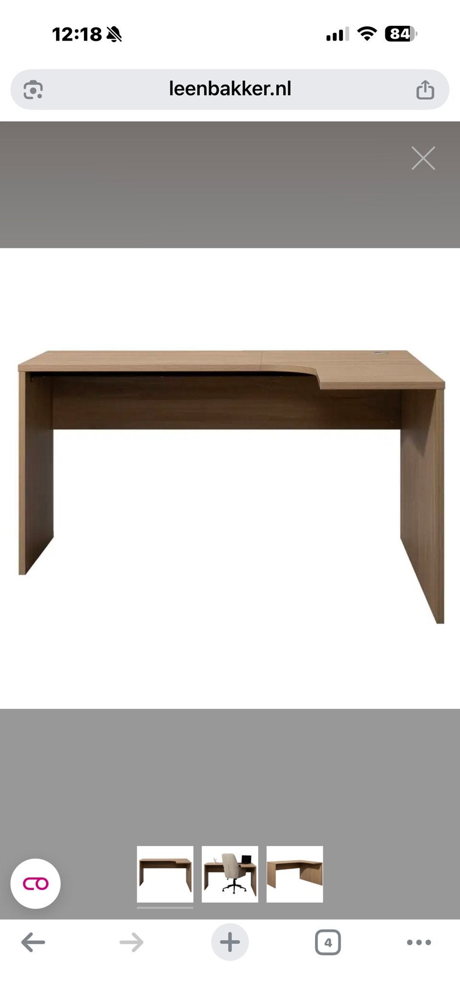 Leen Bakker Alex Hoekbureau - Natuurlijk Hout, Huis en Inrichting, Ophalen, 150 cm, Spaanplaat of MDF, Hoekbureau