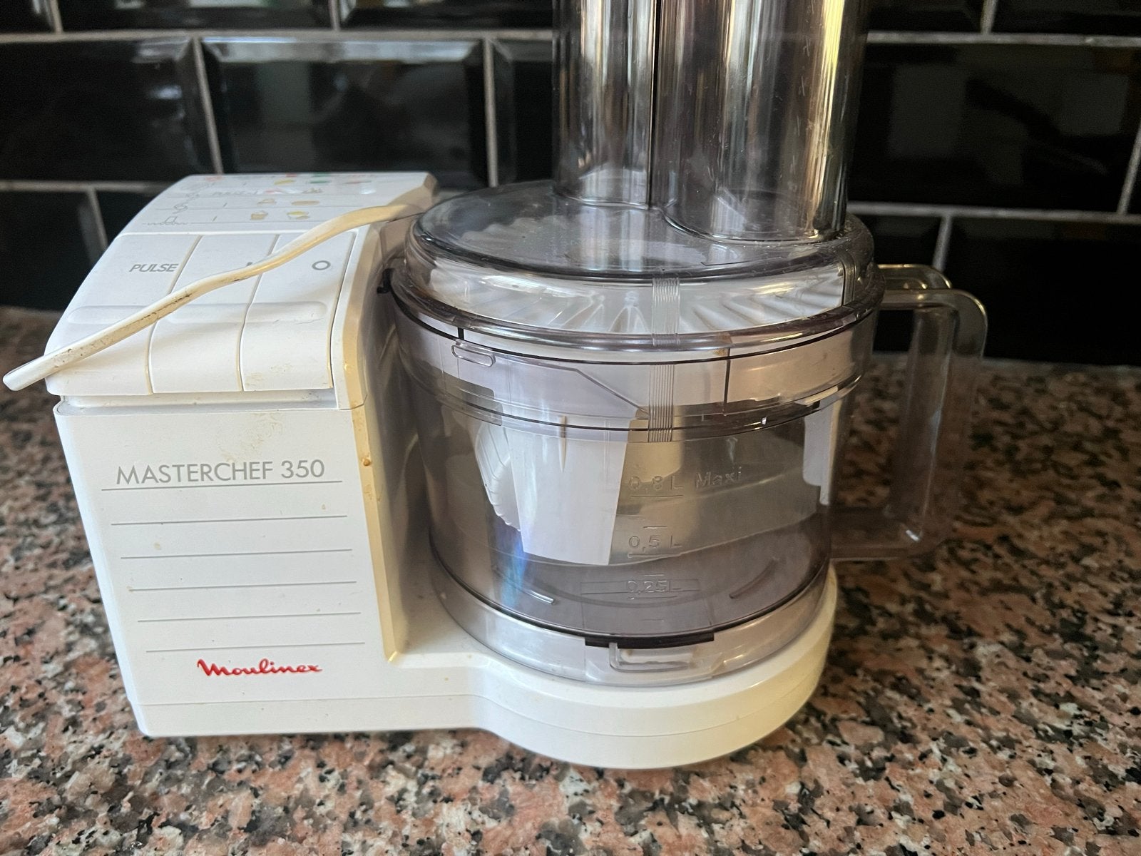 Moulinex Masterchef 350 Keukenmachine - Goed Werkend, 1 tot 2 liter, Ophalen of Verzenden, Gebruikt, 2 snelheden