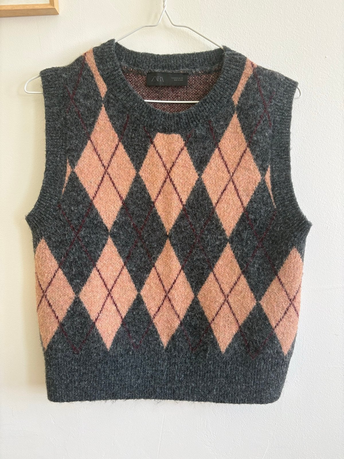 Zara spencer, pull over ruitjes patroon Maat S, Kleding | Dames, Truien en Vesten, Ophalen of Verzenden, Nieuw, Maat 36 (S), Grijs