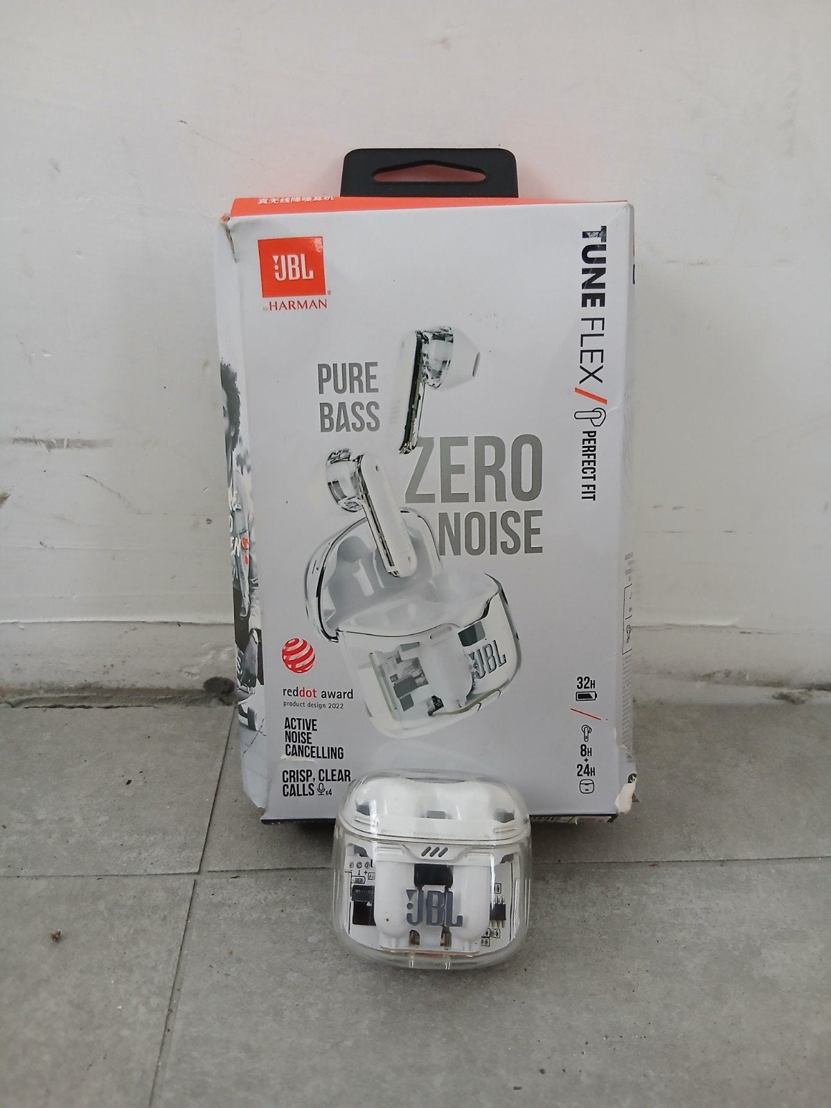 JBL Tune Flex True Wireless oordopjes – Wit – ANC, Telecommunicatie, Mobiele telefoons | Oordopjes, Gebruikt, Bluetooth, Ophalen of Verzenden