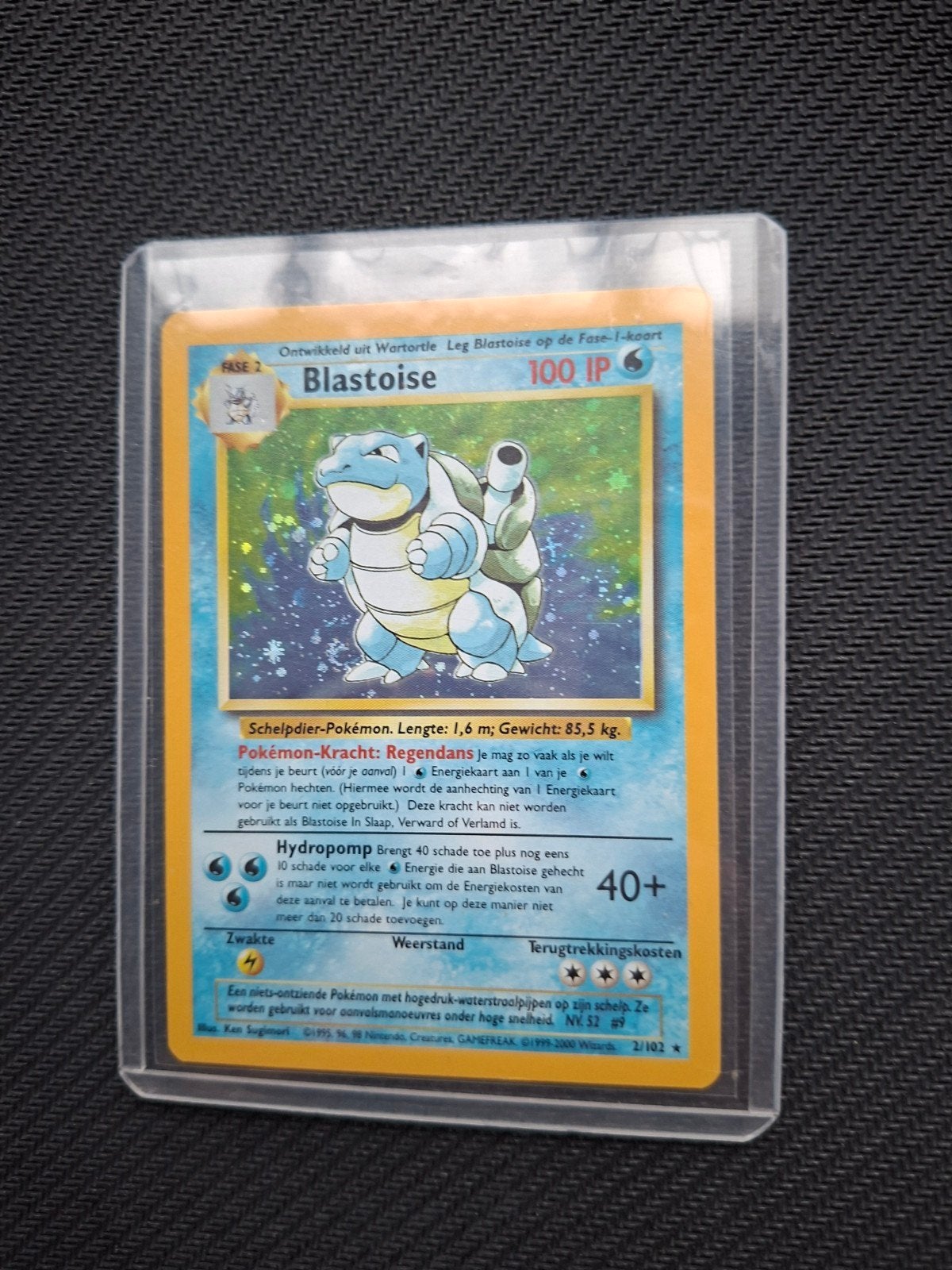 Blastoise Pokémon base set kaart (Nederlands), Ophalen of Verzenden, Zo goed als nieuw, Losse kaart