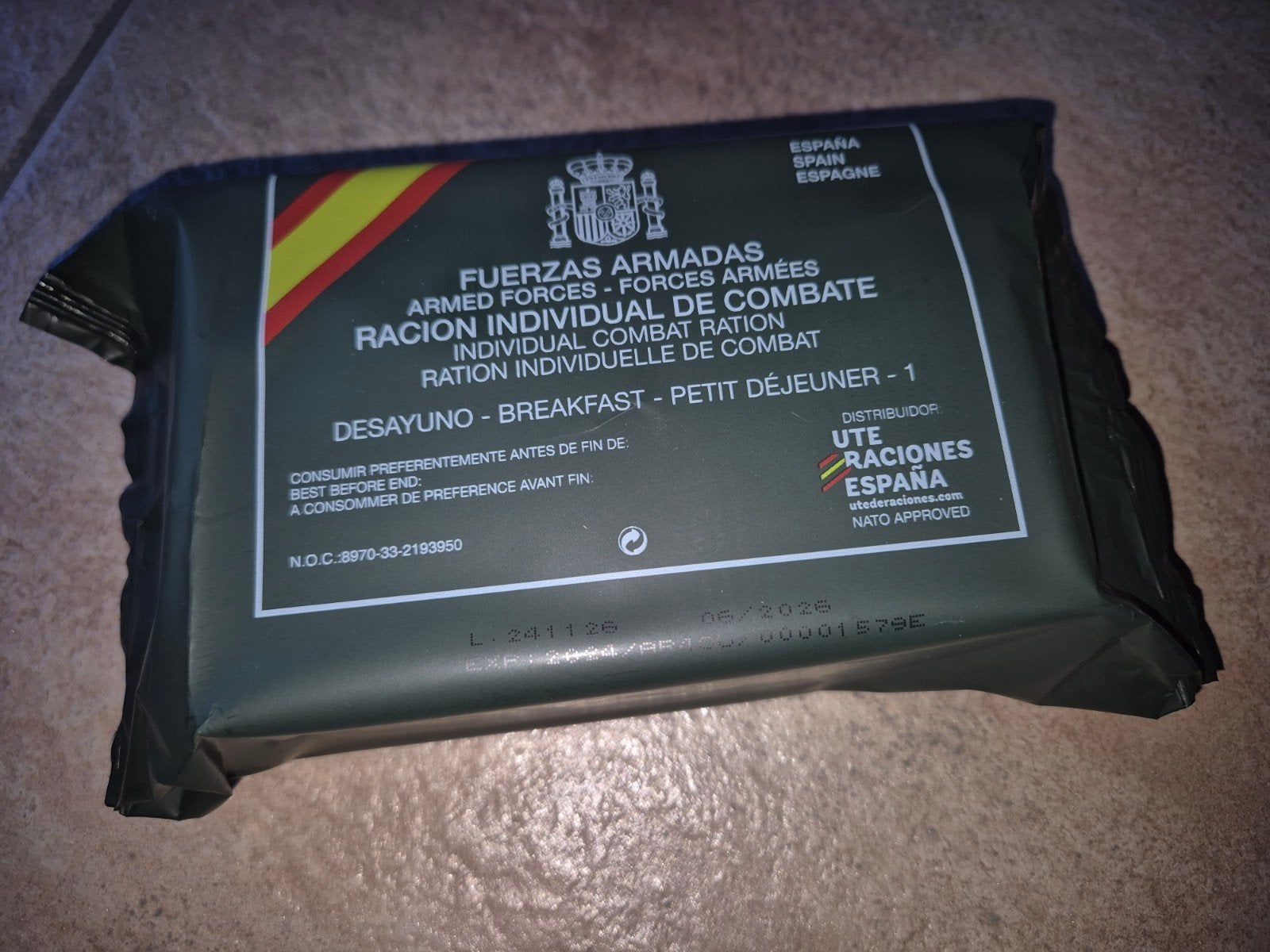 MRE Spaans Ontbijt Menu 1 - Houdbaar tot 06.2026, Ophalen of Verzenden
