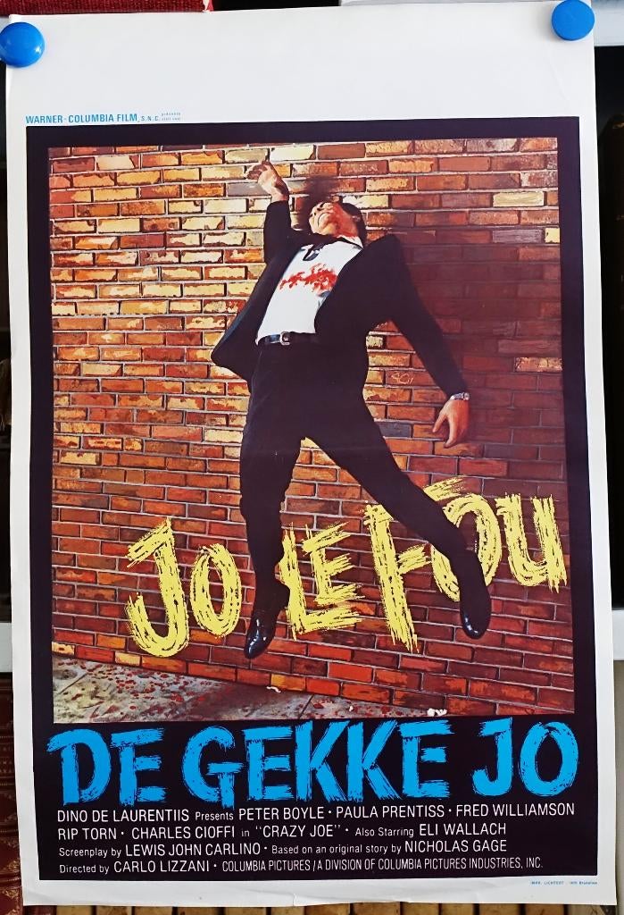 Filmposter Jo le fou / De gekke Jo - Eli Wallach, Ophalen of Verzenden, Gebruikt, A1 t/m A3, Film en Tv