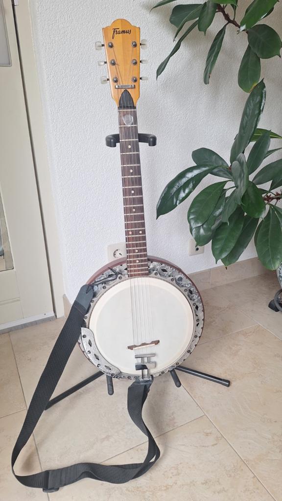 Vintage Framus 6-string banjo jaren ’60 – West Germany – met, Muziek en Instrumenten, Snaarinstrumenten | Banjo's, Ophalen, Gebruikt