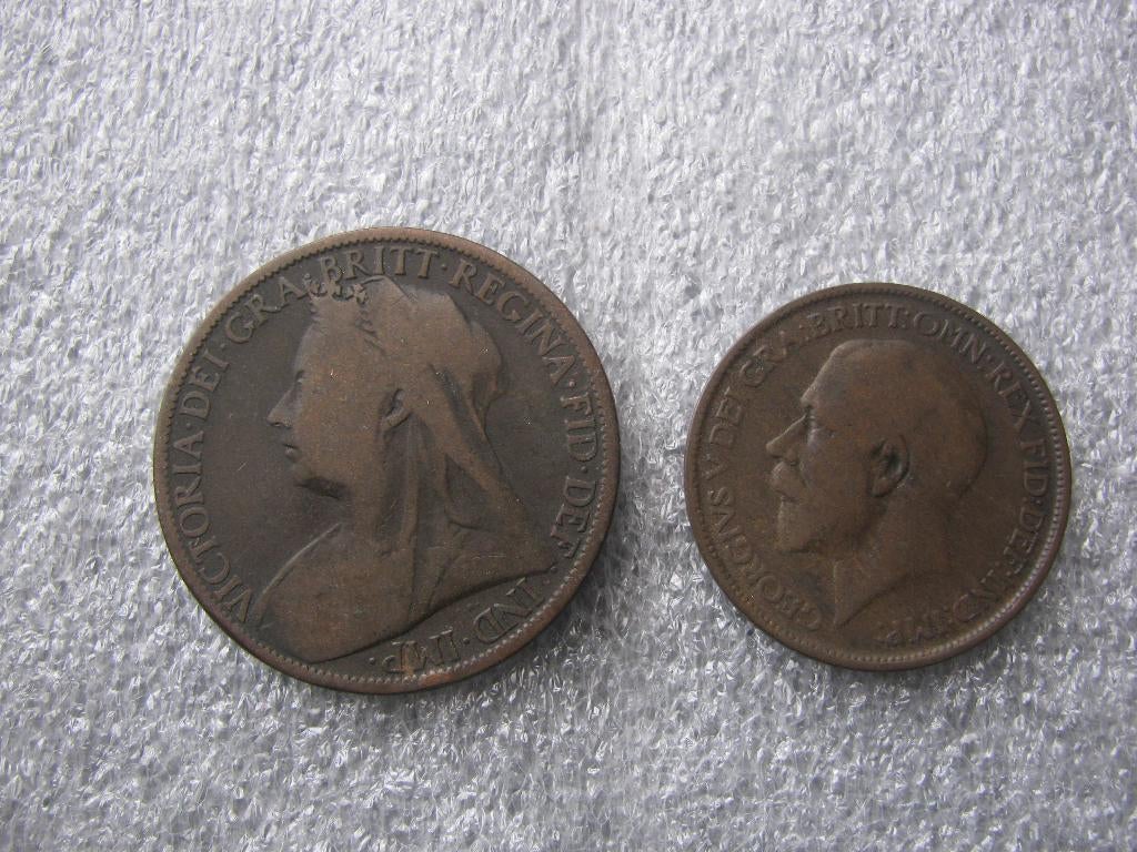 2 Antieke Munten - Queen Victoria 1899 / George V 1923, Verzenden, Overige landen, Setje