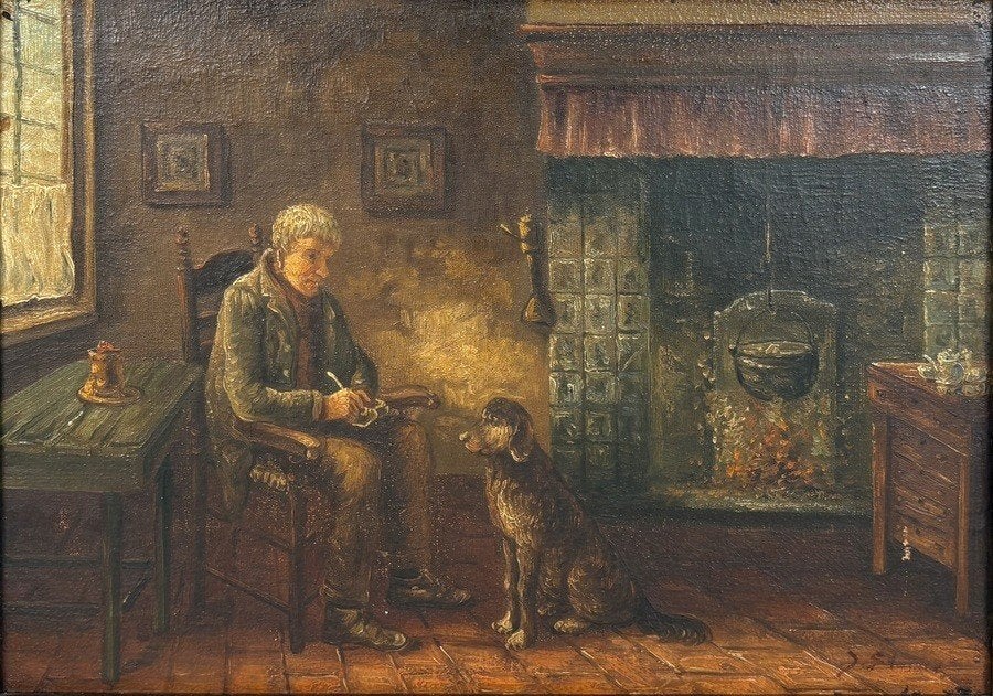 552. Schilderij naar Jozef Israëls – ca.1900, Ophalen, Overig onderwerp, Olieverf, Gesigneerd