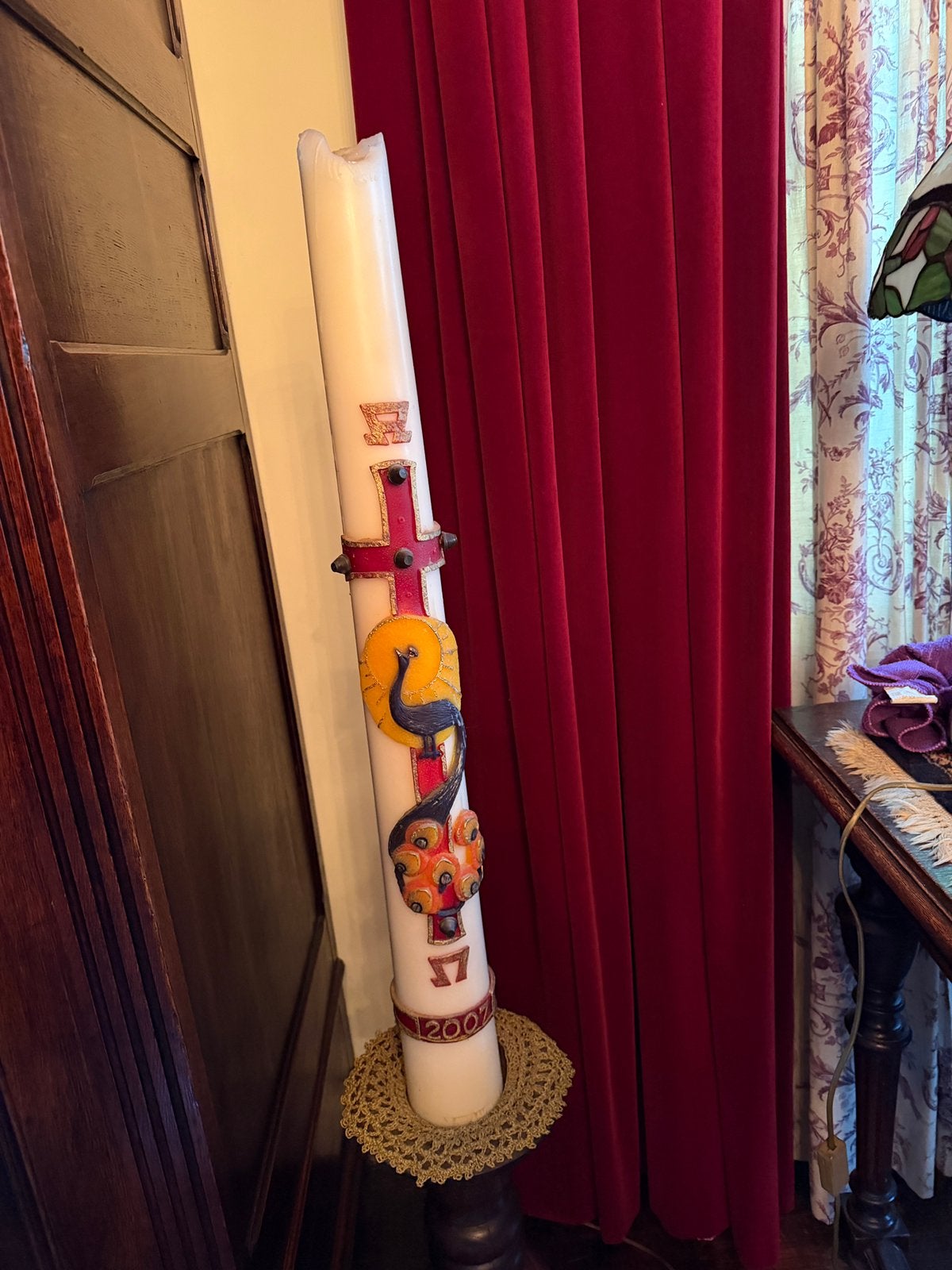 Kaars uit kerk, Verzenden, Natuurlijk materiaal, Zo goed als nieuw, Crème