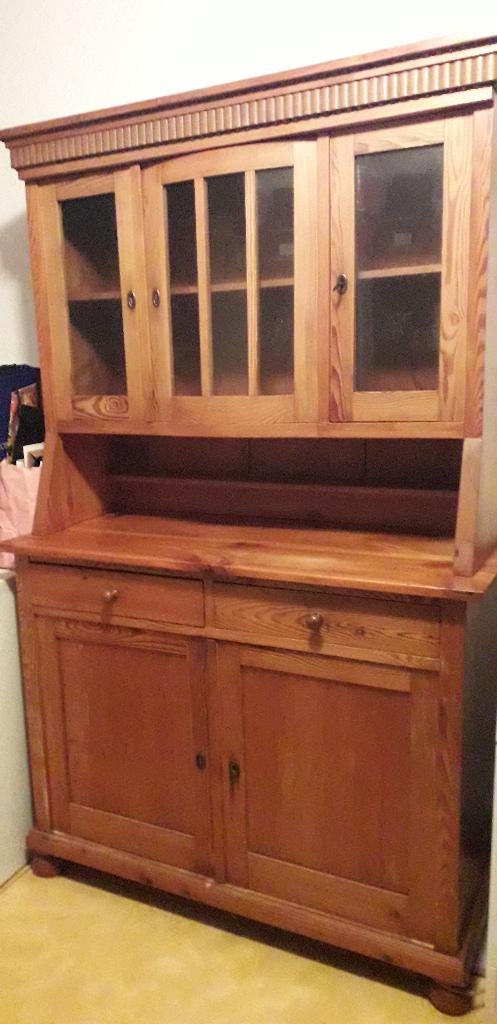 Vintage Oud Hollandse grenen buffetkast, Huis en Inrichting, Kasten | Buffetkasten, Ophalen, Gebruikt, Met deur(en), 200 cm of meer