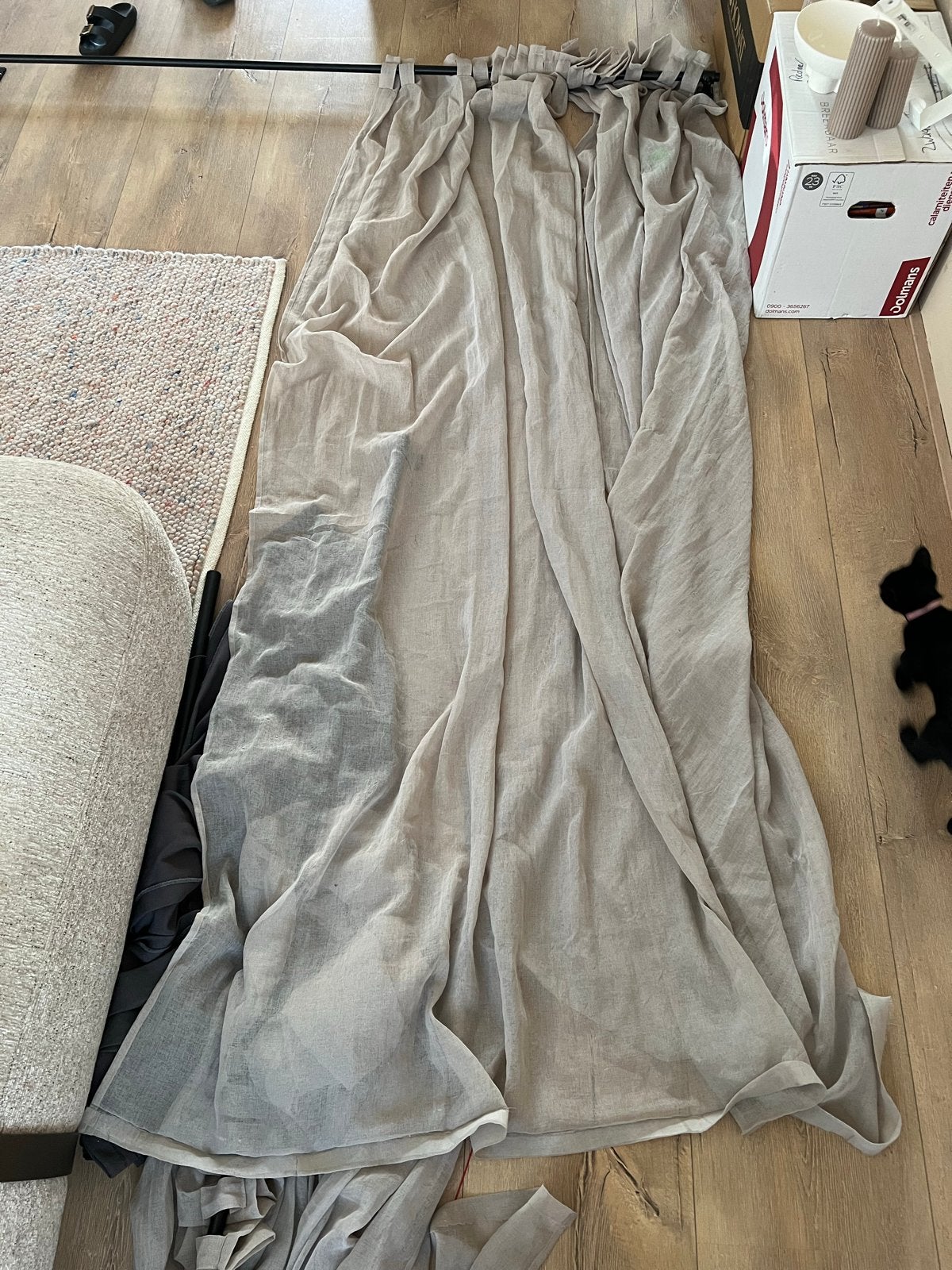 Complete set vitrages met zwarte steigerbuis 2stuks280x200cm, Ophalen, Gebruikt, Lichtdoorlatend, Gordijn
