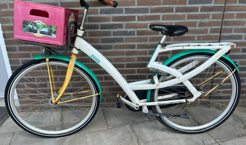 Transportfiets postcodeloterij fiets met krat & terugtraprem, Ophalen, Terugtraprem, Gebruikt, Union