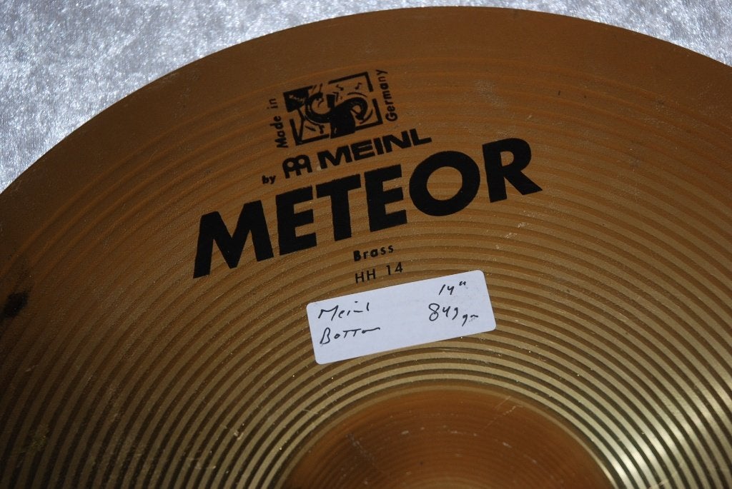 Meinl Meteor hihats 757/849gr 14 inch  <26261180>, Gebruikt, ., Drums of Percussie, Ophalen of Verzenden