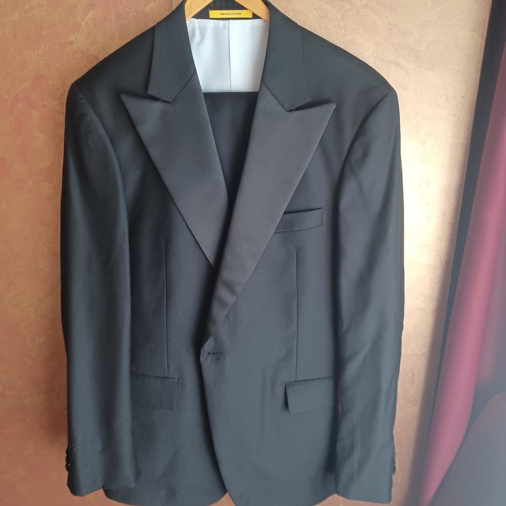 Luxe smoking pak 50/52, Kleding | Heren, Kostuums en Colberts, Ophalen, Zo goed als nieuw, Zwart