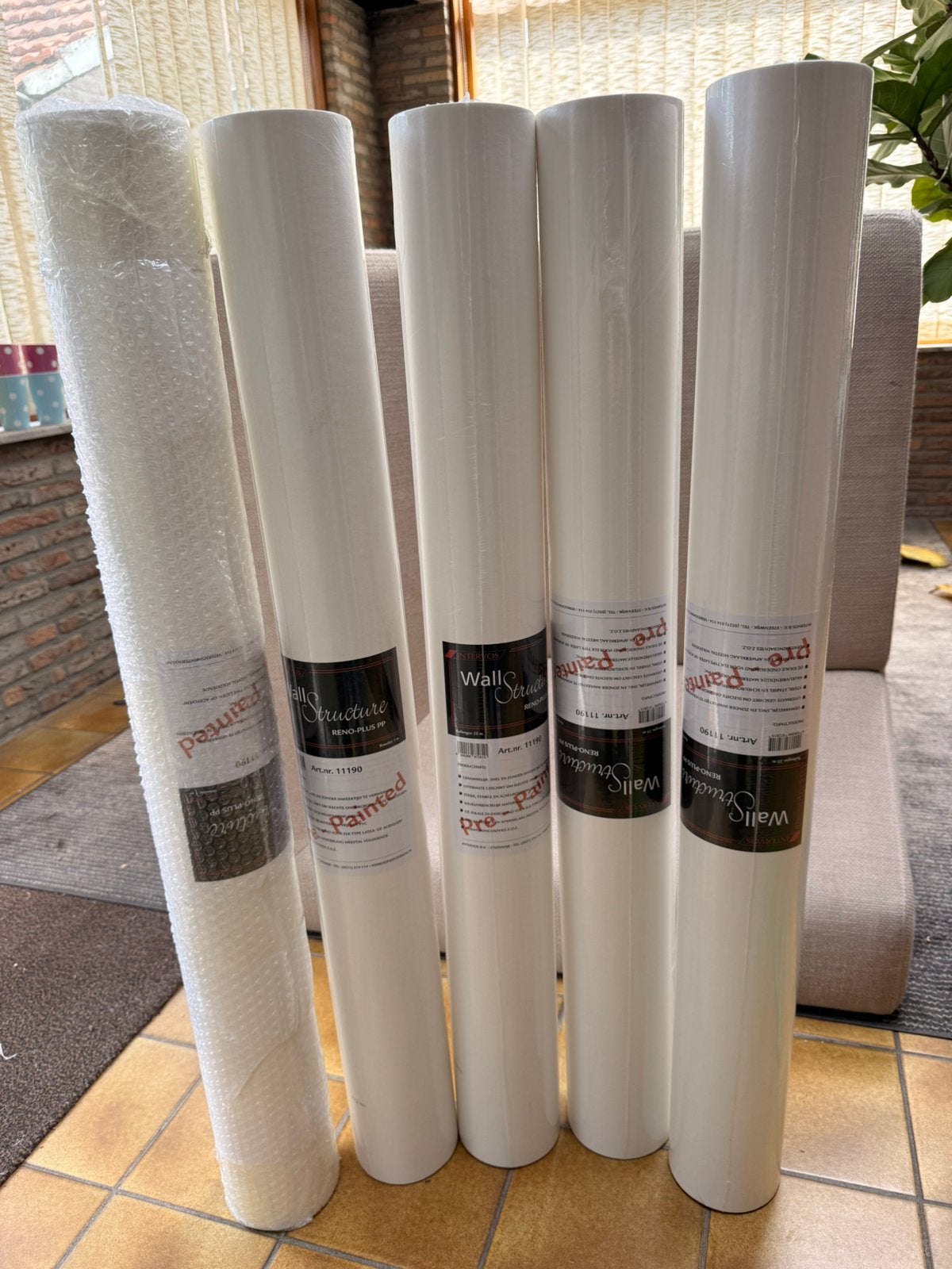 Renovlies behang 5 rollen 25 meter 200 gr, Huis en Inrichting, Ophalen, Wit