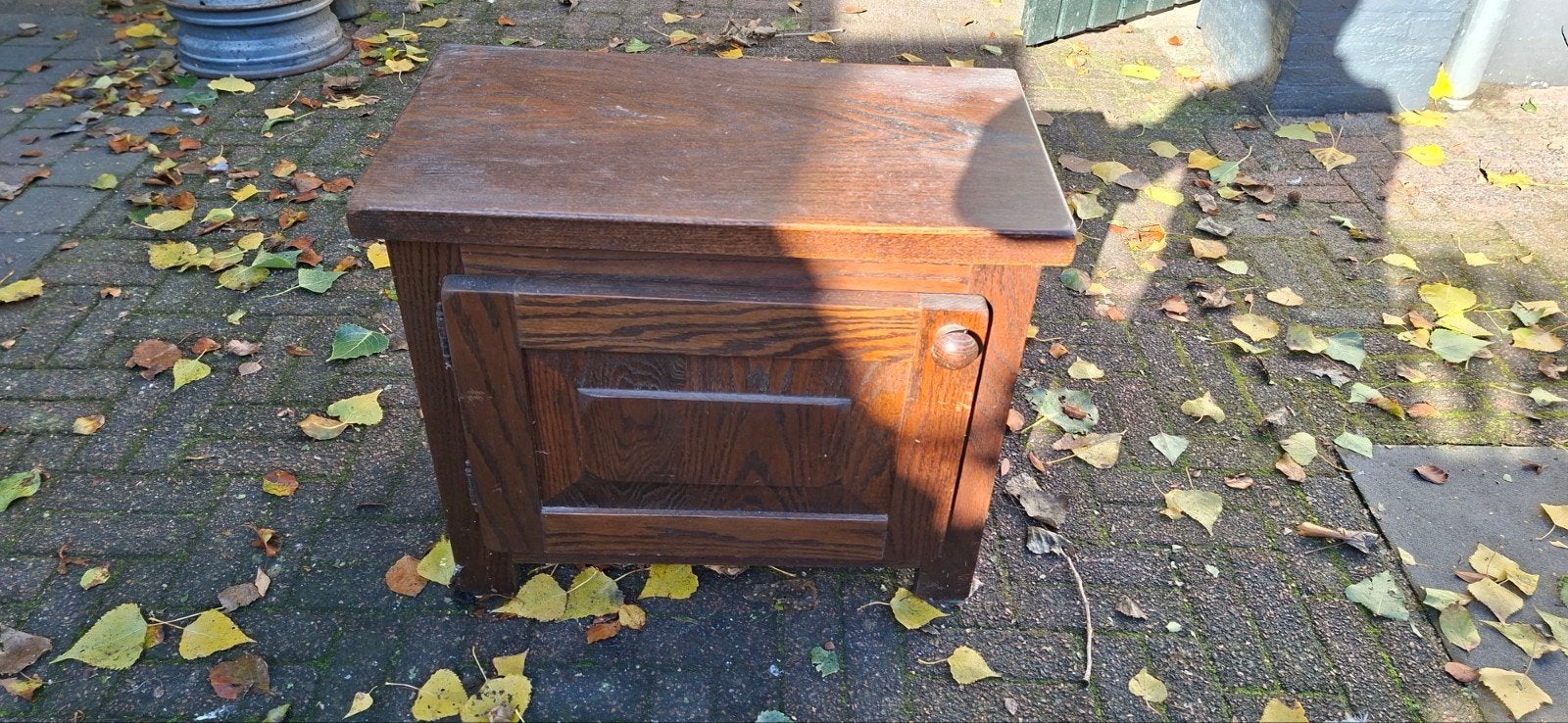 Eiken Houten nachtkastje/bijzettafel met deur 2x, Ophalen