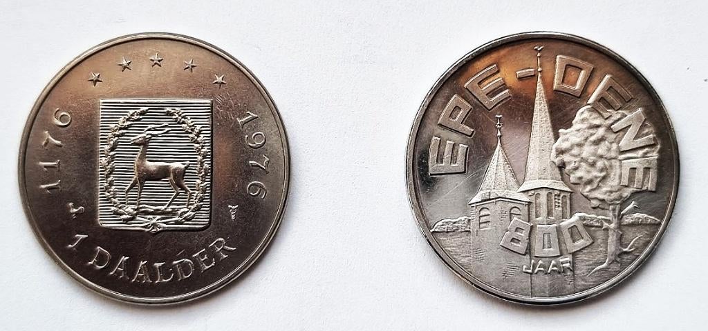penning Epe - Oene: 1976 1 daalder (koper nikkel), Postzegels en Munten, Penningen en Medailles, Ophalen of Verzenden, Overige materialen
