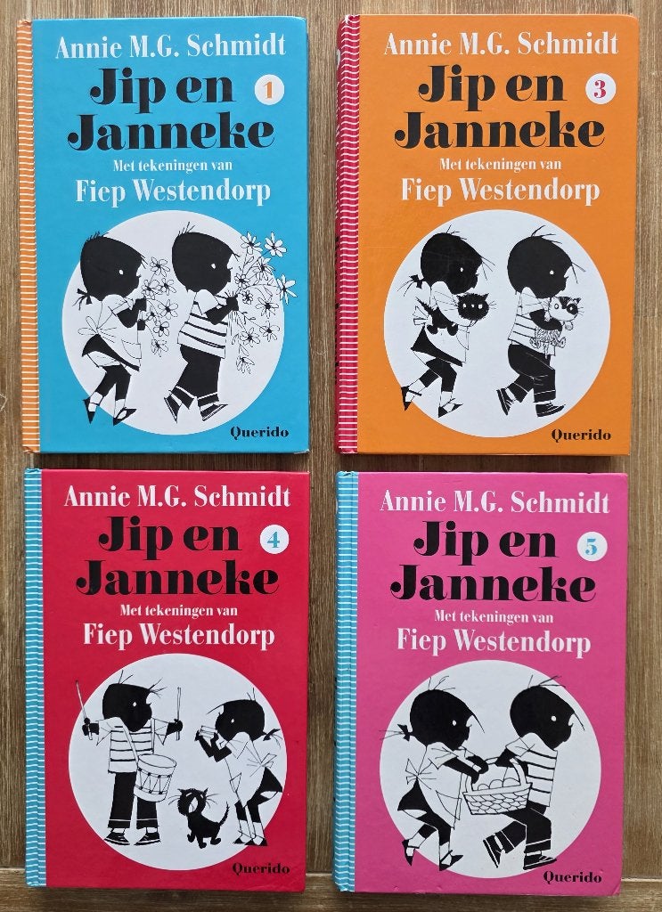 4 x Jip en Janneke - Deel 1 / Deel 3 / Deel 4 / Deel 5, Boeken, Annie M.G. Schmidt, Fictie algemeen, Ophalen of Verzenden, Zo goed als nieuw