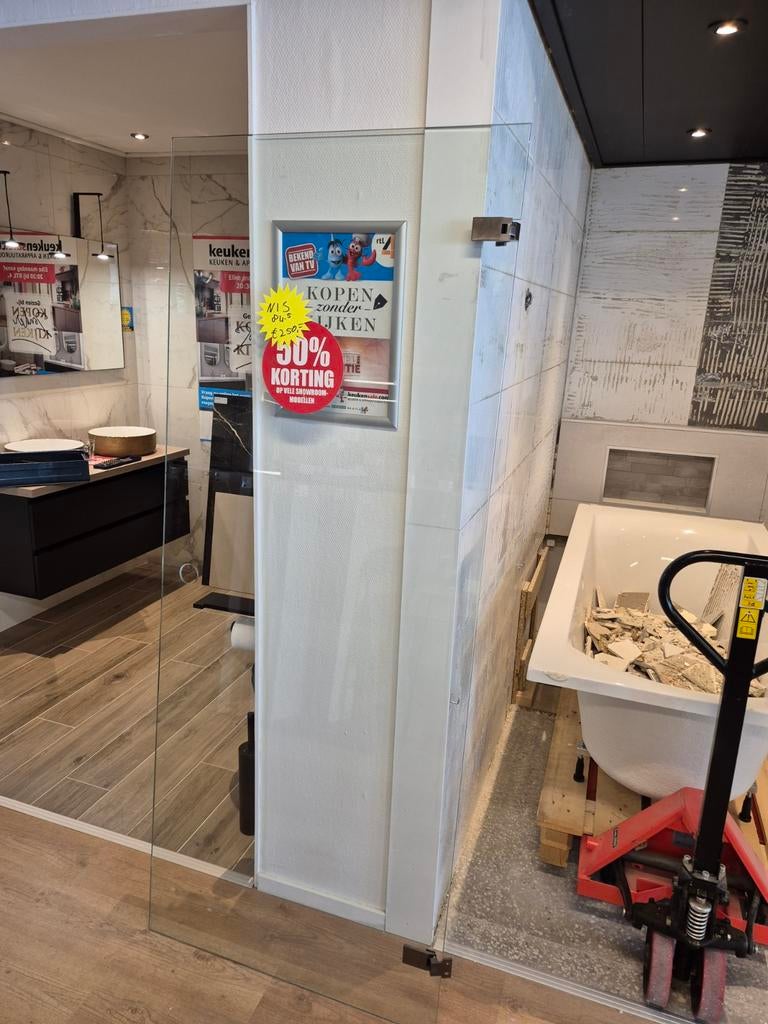 Profielloze douchedeur gun metal voor nis 84.5cm, Ophalen of Verzenden, Nieuw, Met douche