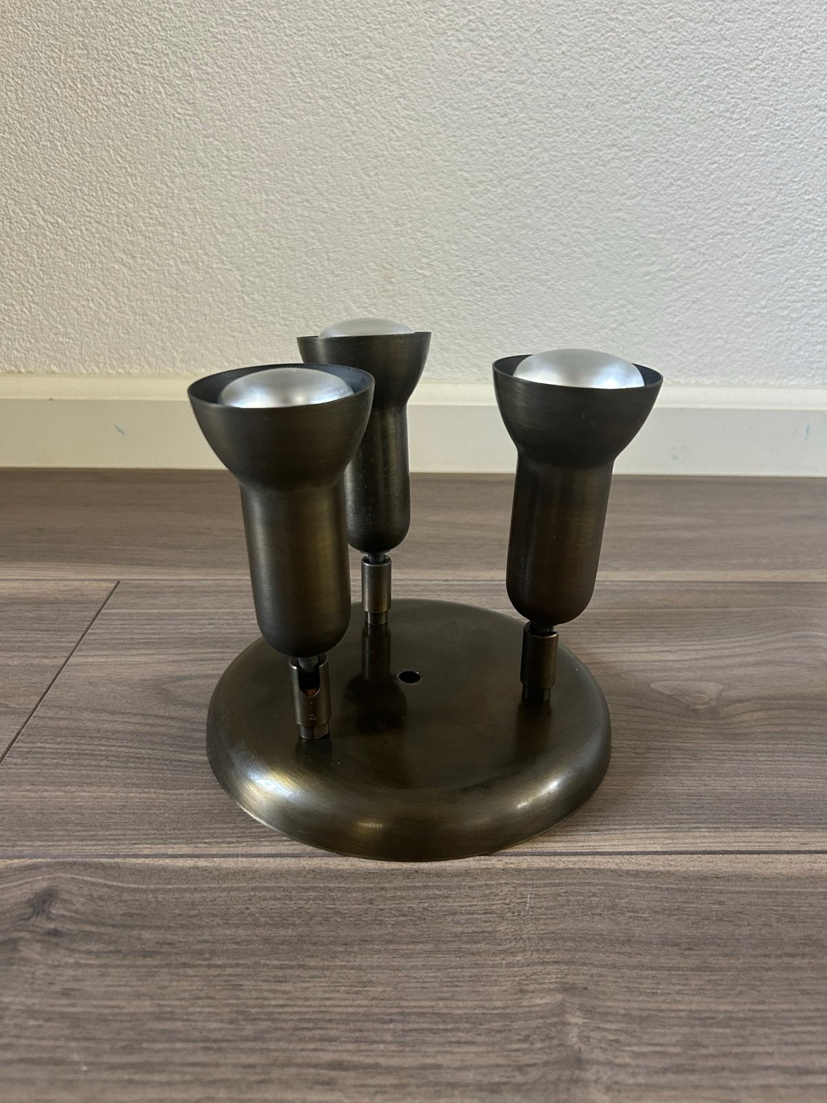 Vintage Plafondlamp met 3 Verstelbare Spots, Ophalen, Zo goed als nieuw, Geschikt voor plafondmontage, Metaal