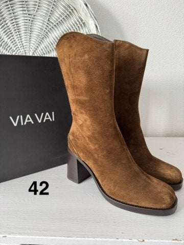 NIEUW > Suede Bruine (cognac) Via Vai Laarzen / maat 42, Via Vai, Hoge laarzen, Bruin, Verzenden