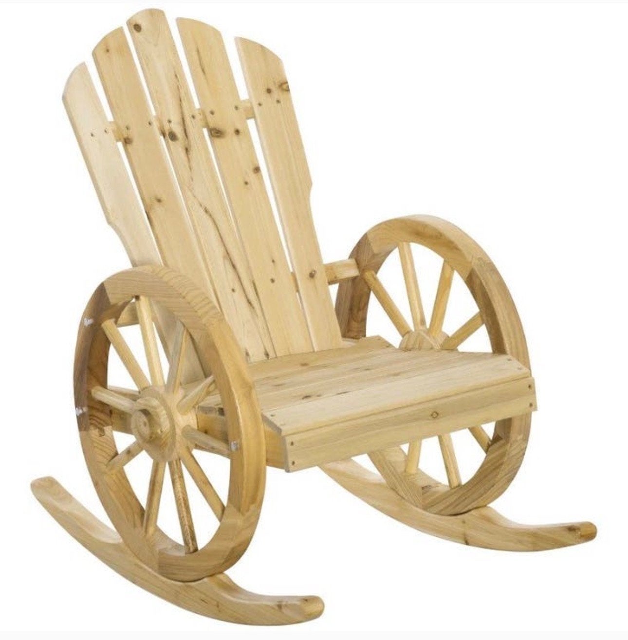 Houten Schommelstoel met Wagenwielen - Tuin & Terras NIEUW, Huis en Inrichting, Nieuw, Ophalen of Verzenden, A, Hout