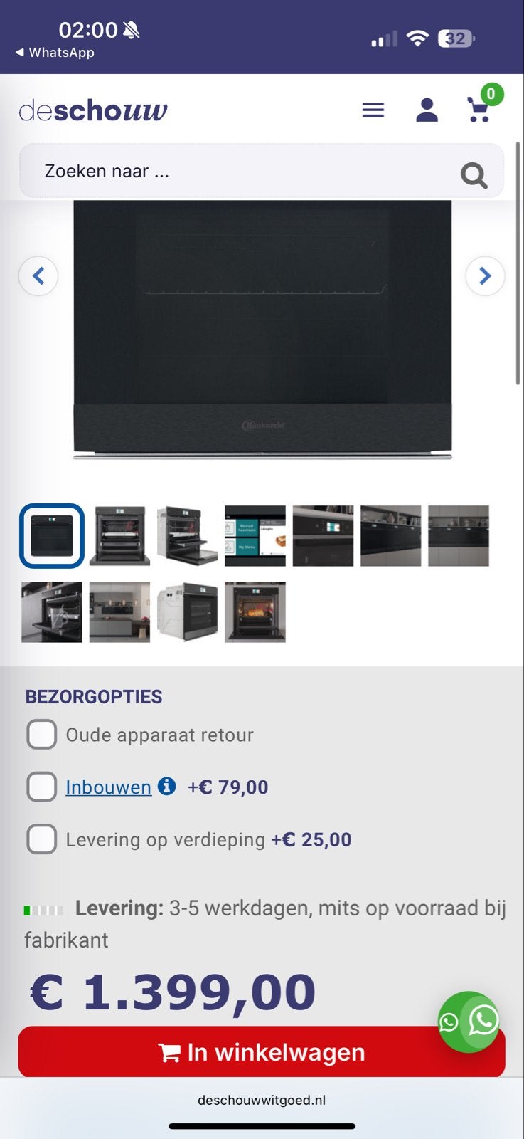Bauknecht Inbouw Combi-Stoomoven Zwart - Nieuwprijs €1.400,-, Ophalen, 45 tot 50 cm, Bauknecht, Hete lucht