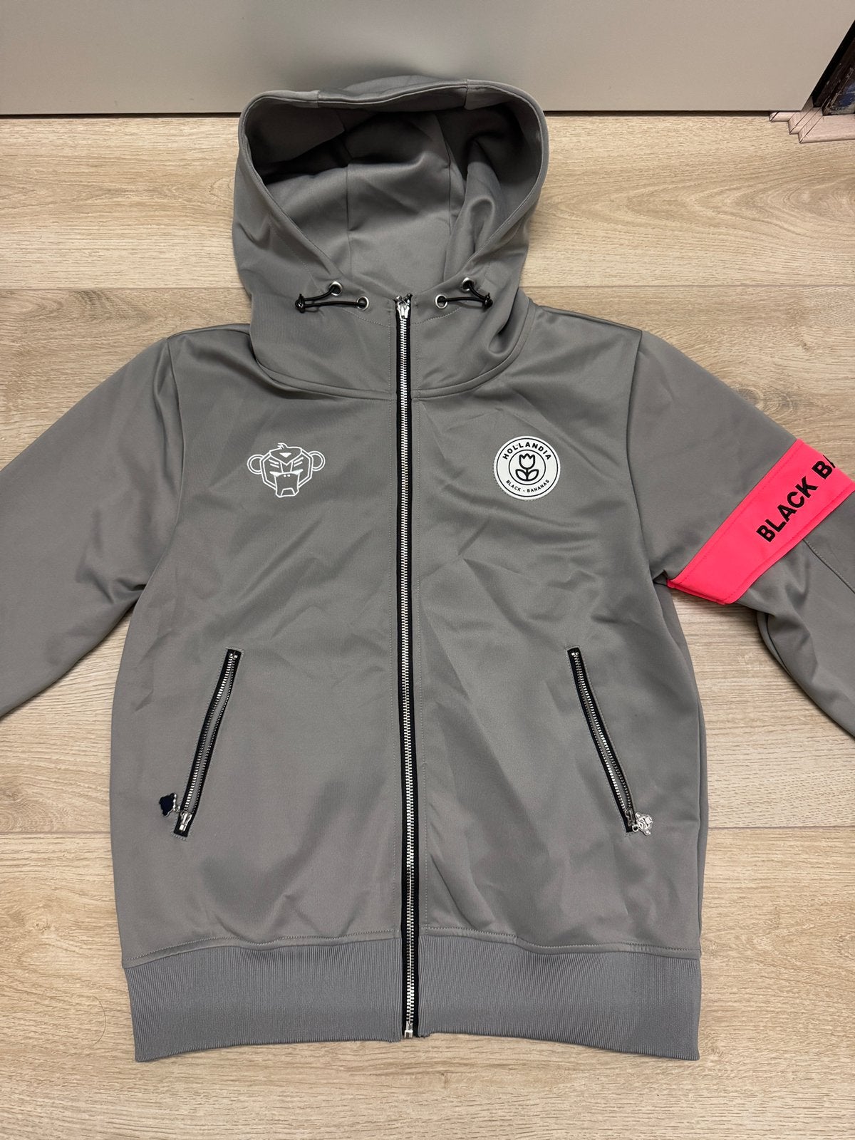 Black Bananas Vest met Capuchon | Grijs met Roze, Ophalen of Verzenden, Zo goed als nieuw, Maat 46 (S) of kleiner, Grijs