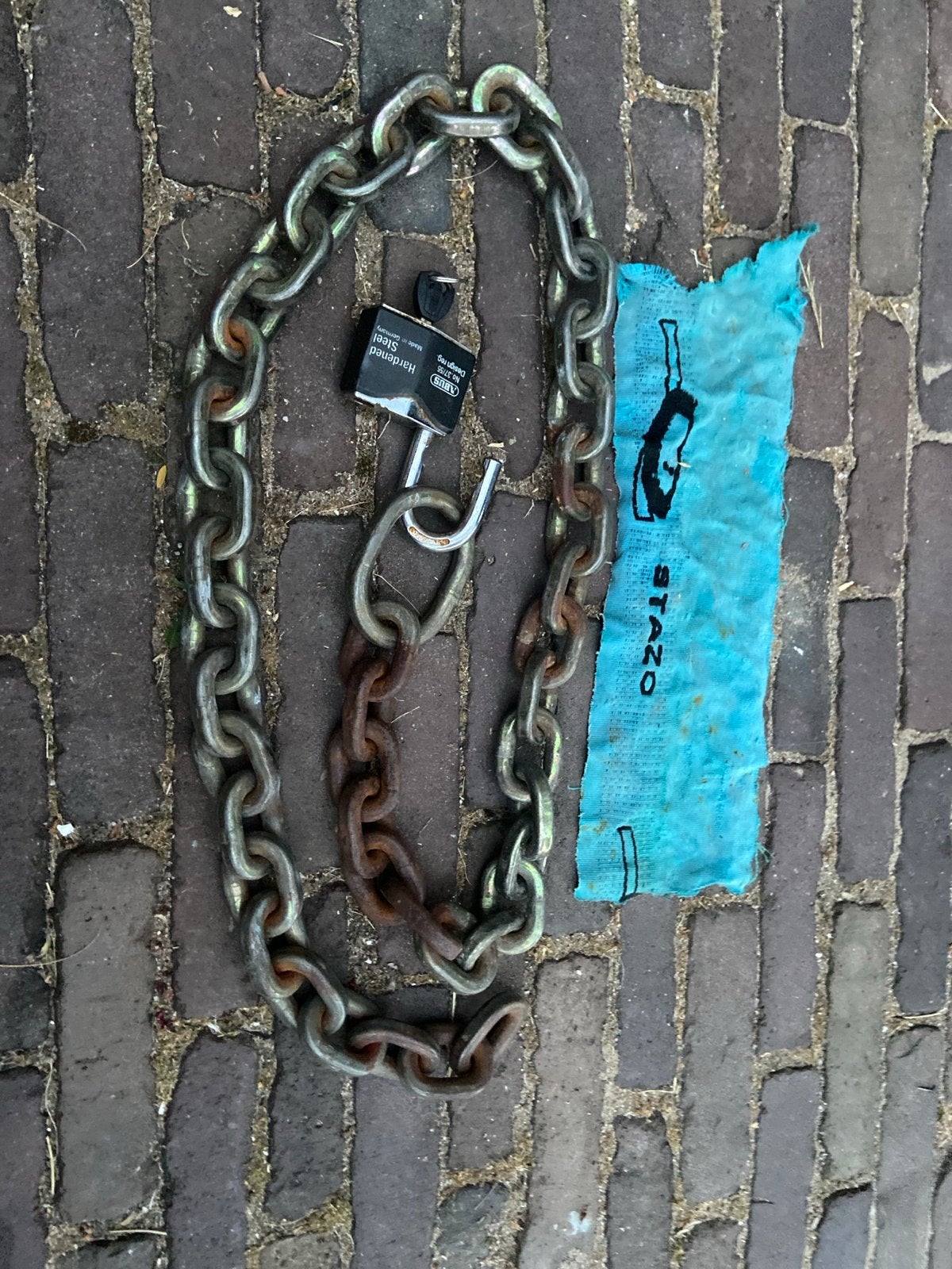 ABUS gehard stalen ketting met Abus graniet slot, 1,5 meter, Ophalen, Gebruikt