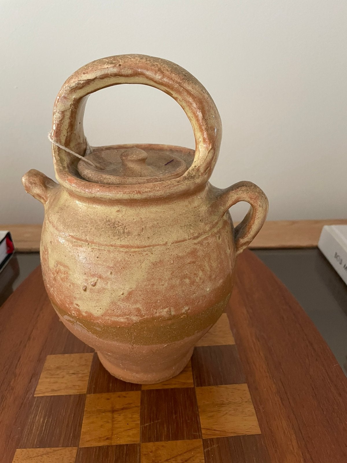 Brocante kruik kruikje met deksel handvat schenktuit, Ophalen of Verzenden