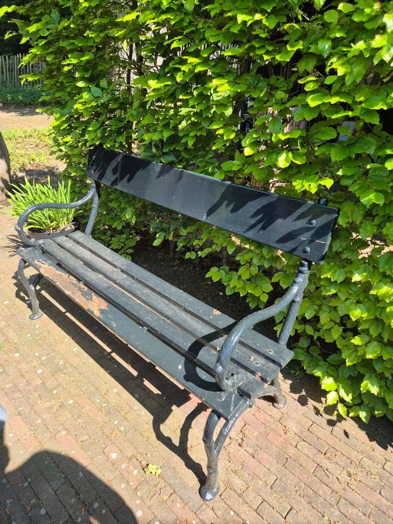 Vintage gietijzeren tuinbank - opknapper, Ophalen of Verzenden