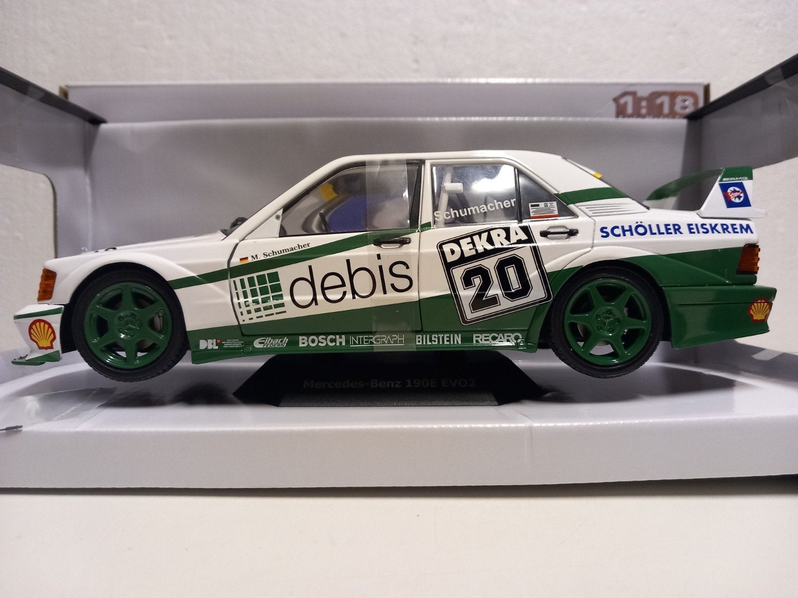 Mercedes Benz 190 E 2.5 Evo II Dekra #20 SOLIDO 1:18 KRD, Ophalen of Verzenden, Zo goed als nieuw, Auto, Solido