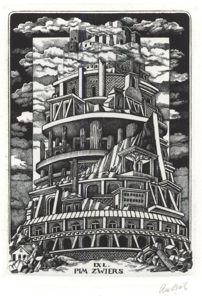 0745 Ex Libris Nederland : Lou Strik, 1988, Antiek en Kunst, Verzenden, Ex libris