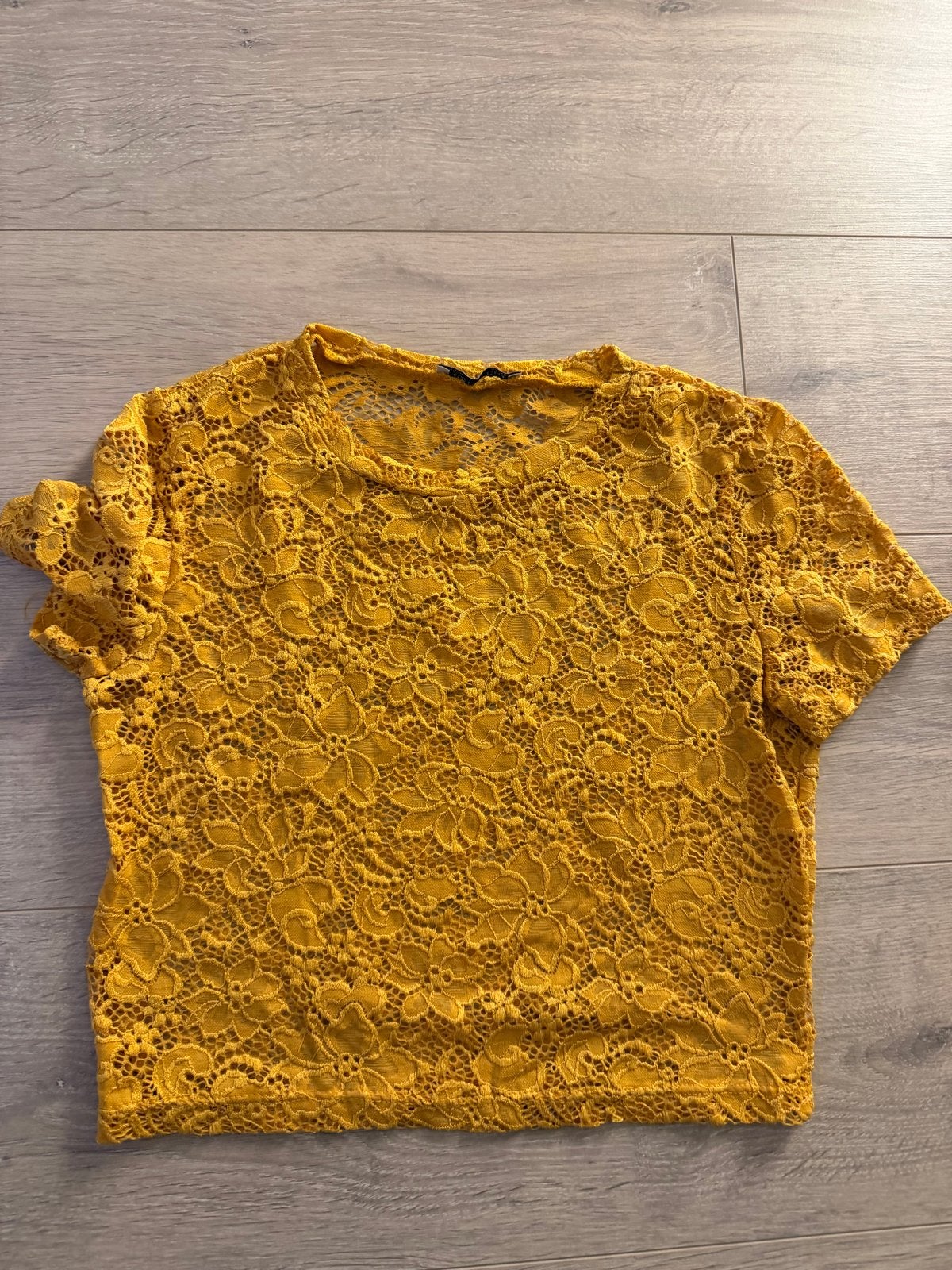 Zara Trafaluc Gele Kanten Top Maat S, Geel, Ophalen of Verzenden, Zo goed als nieuw, Korte mouw