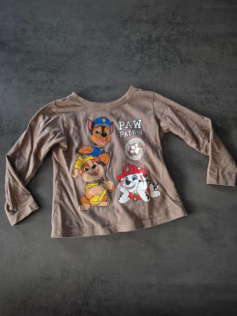 Paw patrol longsleeve shirt 104 bruin, Kinderen en Baby's, Kinderkleding | Maat 104, Ophalen of Verzenden, Zo goed als nieuw, Jongen