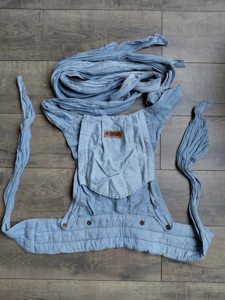 ByKay draagzak denim kleur, Kinderen en Baby's, Babydragers en Draagdoeken, Overige merken, Buik of Rug, Ophalen of Verzenden