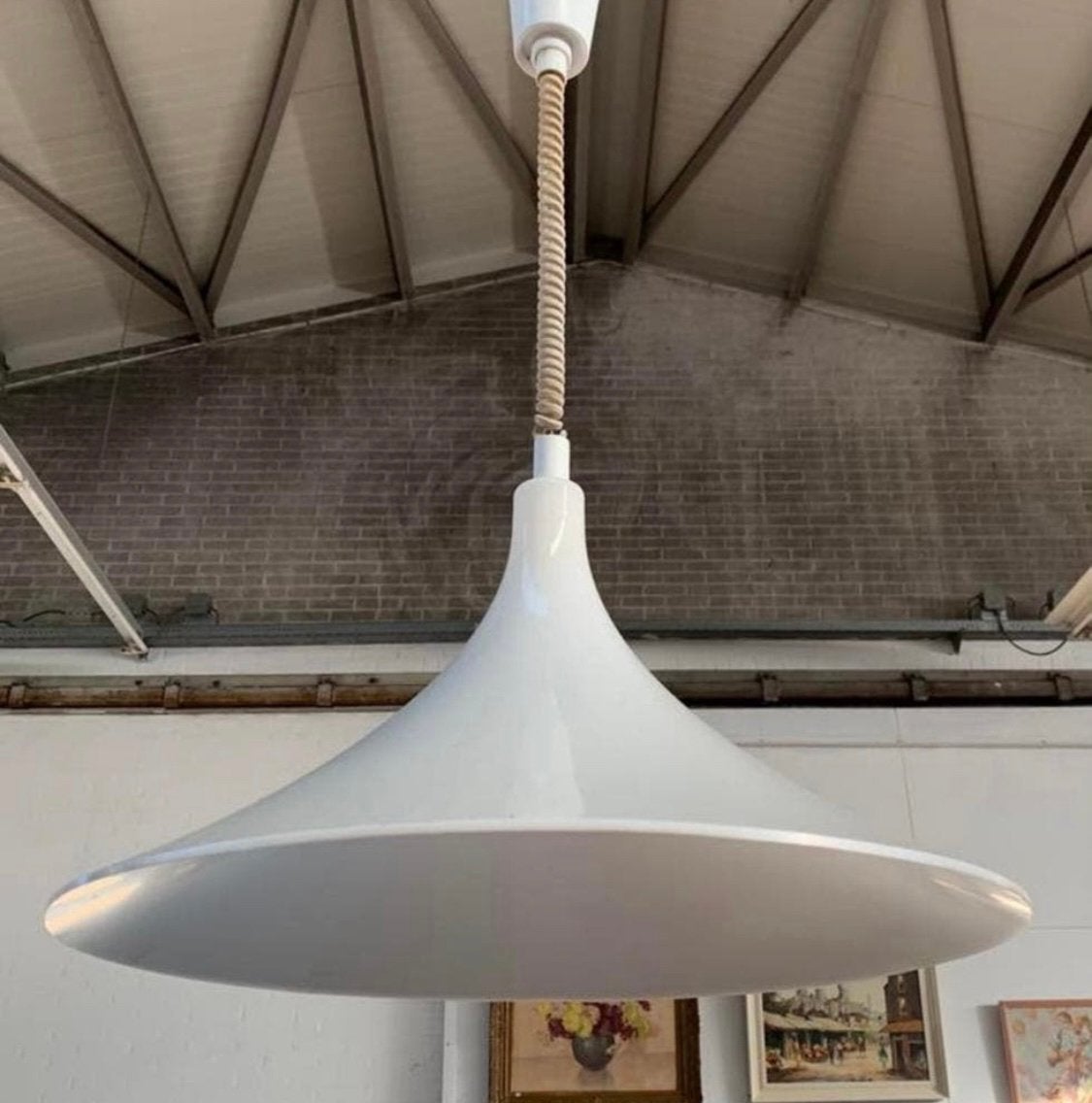 Vintage Lamp Kunststof heksenhoed hanglamp uit jaren 70., Ophalen of Verzenden